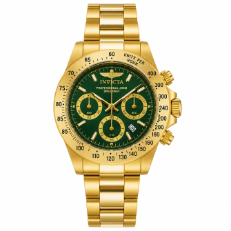 Invicta Mens 28670 Speedway Quartz Chronograph Gold Green Dial Watch
