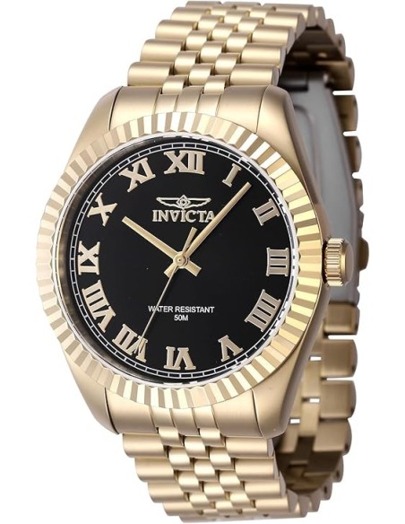 Invicta Men's 16739 Specialty Analog Display Swiss Quartz Gold Black Dial Watch 44mm
