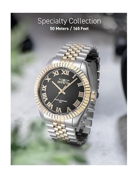 Men's 16739 Specialty Analog Display Swiss Quartz Gold and Silver Black Dial Watch 44mm