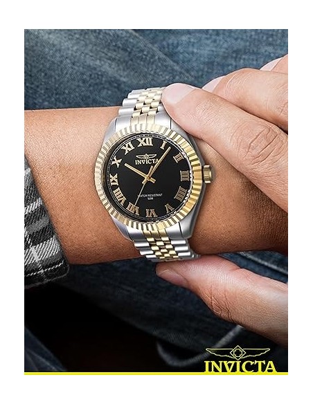 Men's 16739 Specialty Analog Display Swiss Quartz Gold and Silver Black Dial Watch 44mm
