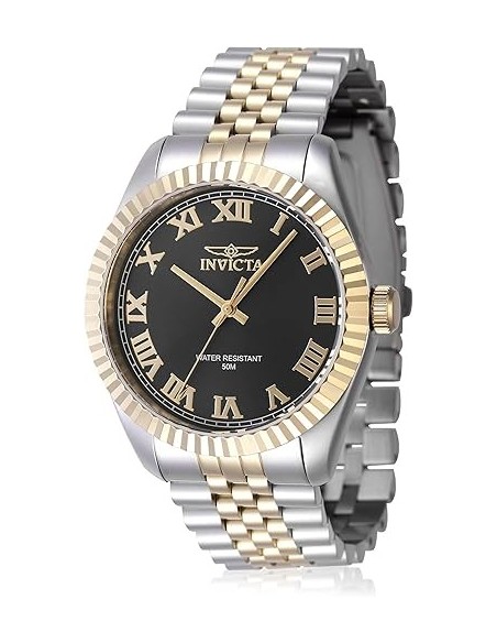 Men's 16739 Specialty Analog Display Swiss Quartz Gold and Silver Black Dial Watch 44mm