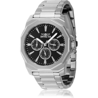 Invicta Speedway Stainless Steel Men's Quartz Watch Silver Black Dial - 42mm