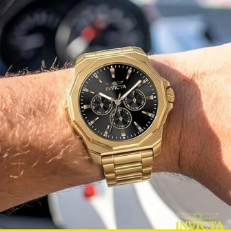Invicta Speedway Stainless Steel Men's Quartz Watch Gold Black Dial - 42mm 2