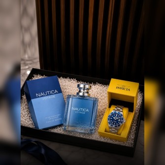 Caja de Regalo Combo de Diseñador - Nautica Voyage + Invicta Pro Diver Silver